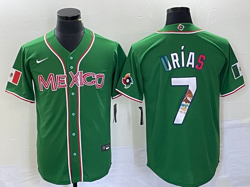 Men 2023 World Cub Mexico #7 Urias Green Nike MLB Jersey14